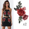 20pcs plastry kwiatowe duże naklejki haft 3D Red Rose DIY Haftowe Róże Kwiat kołnierze Sew Patch Naklejka Zakładka 7488416