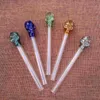 Wholesale DHL Free Skull Colorful Pyrex Oil Burner Pipes Unique Shape Mini Glass Pipes Straight Tube Smoking Hand Pipes SW13