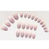 NOWOŚĆ 24PCS Seksowne nagie fioletowe gradient kolor fałszywy paznokcie sztuka z klejem zwykły kolor fałszywy paznokcie końcówka wykończona manicure paznokcie naklejka 5646950