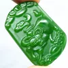 Collier pendentif en jade vert naturel, amulette du zodiaque chinois, Collection de pendentifs porte-bonheur, ornements d'été, pierre naturelle, gravure à la main