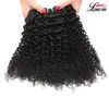 Kinky Curly Weave Human Hair Bundles med spetsstängning Malaysiska hårväv 3 -buntar med stängning Curly 34 Bunds Virgin Human 4205965