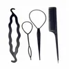 4Pcs Schwarz Kunststoff DIY Styling Werkzeuge Ziehen Haar Clips Haarnadeln Kamm Haar Brötchen Maker Twist Haar Zubehör Radom farbe