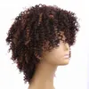 Fashion Short Afro Kinky Curly Wigs för Kvinnor Black Brown Ombre Syntetisk peruk med Full Hair Wig Cosplay