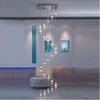 LED Crystal Chandelier Lighting Stairway Long Spiral Shandeliers Stairwell Modern LED الثريات الدرج الدرج الإضاءة ZG8065