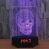 Skull 3D الوهم أضواء الليل LED 7 لون تغيير مكتب مصباح وظيفة وظيفة # T56