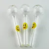 Venta al por mayor DHL Free Smile Logo Glass Spoon Pipes Clear Color Glass Pyrex Oil Burner Pipes 4 pulgadas pipas para fumar Tobacoo Tool SW15