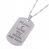 Stainless Steel Pendant Necklace " I Love You To The Moon and Back "Dog Tag Necklace Military Mens Jewelry Family Gift