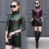 European Punk Plus Size Women Blouse Autumn Turtleneck Long Sleeve Tops Shirt Ladies Veet Stretch Camisas PU Leather Blouses