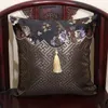 Creative Classic Patchwork Silk Satin Pillow Case Cushion Cover Rosa Svart Sofa Stol Back Kudde High End Lumbar Pillow