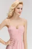 Sexiga riktiga bilder rosa 2019 nya ankomst billiga brudtärna klänningar Spaghetti remsor Backless Wedding Guest Prom Evening Wear Dress Bm0046