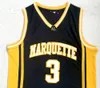 Marquete College 3 Wade bleu foncé nouveaux maillots en tissu, maillots de basket-ball chemises TOPS, formateurs maillot de basket-ball TOPS, vêtements de basket-ball pour hommes