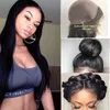 Populaire rechte maagd menselijk haar kant pruiken voor zwarte vrouwen Peruviaanse pre plukte natuurlijke haarlijnkant pruiken met baby haar