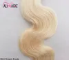 Najlepiej sprzedający się Platinum Blonde Extensions Włosów Koronki Zamknięcie Brazylijski Malezyjski Indian Peruwiański Ciało Wave Splot Full Head 3PC Hurtownie