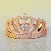 2017 New Moda Biżuteria Crwon Wedding Band Pierścienie Dla Kobiet Diowique CZ Rose Złoto Wypełnione Pierścień Partyjny Zaręczyny