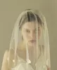 Bruiloft sluiers gezicht blusher haar stukken een laag shouder lengte met bloemen twijgen honing headpieces bruids sluiers #v601