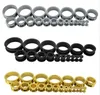 1 Pair Stainless Steel Ear Tunnels Plugs Gold Silver Black Expander Stretcher Ear Gauges Piercing Jewelry