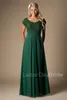 Hunter Green Lace Chiffon Modest country Bridesmaid Dresses Long With Cap Sleeves Wedding Party Dresses pregnant Maids of Honor Dresses