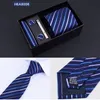 hommes cravate ensemble 8cm poche carré manche bouton pince à cravate mouchoir cravate et mouchoir ensemble cravate bouton de manchette en boîte gift248F
