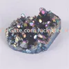 1pc 35mm-50mm willekeurige maat onregelmatige gebroken tips regenboog aura titanium gecoat rock quartz punt cluster Drusy geode stenen specimen beeldje
