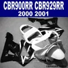 Preto branco ABS Carimbos definido para Honda CBR900RR CBR929 2000 2001 carenagem kit CBR929RR00 01 ER45