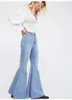 2018 Automne Femmes Jeans Vintage taille haute Élastique Denim Flare pantalon Sexy Skinny Pleine longueur Streetwear Femme Jeans pantalon