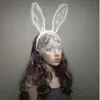 Misterioso sexy orelhas de coelho venetian máscara filigrana lace véu máscaras olho máscaras para natal festa de ano novo