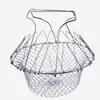 Stainless Steel Foldable Basket Fried Potato Chips Strainer Outdoor BBQ Picnic Storage Baskets Tool Kitchen Cooking
