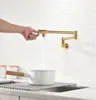 Vouruna Antieke Messing Pot Filler Keuken Kraan Wandmontage Verleng Gouden Opvouwbare Sink Tap