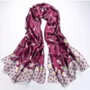 1pcs Purple Yellow White Pink Scarf Lily Flower Fashion Satin Oil Painting Beach Silk Scarves 160X50cm