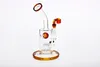 Bent Neck Amber Water Pipe Bong with Bowl 14.4mm Joint Thick Glass Water Pipes in-line Perc Two Function Oil Rigs Smoking Pipes Height 7.9"