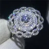 Majestueux Sensation Grande fleur bague en argent Sterling 925 Diamonique Cz bague de fiançailles bague pour femme bijoux de mariée