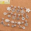 190pcs/lot Flowers Dangle Alloy Big Hole Loose Beads Tibetan Silver Fit European Charm Bracelet Jewelry BM55 LZsilver