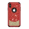 Glitter Elmas Durumda iPhone X Için Xr Xs Max 8 7 6 6 s Artı 5 5 S SE 3 In 1 Darbeye Plastik Kauçuk TPU Kapak Sağlam Hibrid Zırh