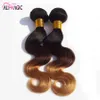 AliMagic Factory Outlet Tres Tonos Onda Del Cuerpo Ombre Armadura Del Pelo 1b/4/27 Rubio Ombre Virginal Del Pelo Humano 3 Unids 100 g/pcs Brasileño Peruano