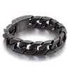 Heavy Punk Black 316L Stainless Steel Curb Cuban Chain Bracelet Vintage Mens Boys Brush Bike Biker Link Bracelets bangle Jewelry 17mm 20mm 25mm Wide