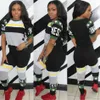 Dames tracksuit zomer sportkleding brief bedrukte t-shirt crop top + potlood broek 2 stks set meisjes joggen sexy sport suit outfits ooA4909