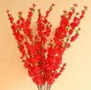 115 cm 200 pcs Cerisier Artificiel Printemps Prune Fleur De Pêche Branche Soie Fleur Arbre Pour La Décoration De Fête De Mariage blanc rouge jaune rose 5 couleur