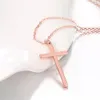 Simple Cross Pendant Chain 18k Rose Gold Filled Womens Mens Crucifix Pendant Necklace Gift Fashion Accessories Present