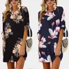 Sommar mode kvinnor klänning blommig tryckt klänning kortärmad avslappnad lös strand klänning mini vestido plus storlek s-5xl