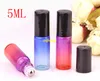 200pcs/lot 5ml rainbow Glass Roll on Bottle with Stainless Steel Roller Small Essential Oil Roller-on Sample Bottle