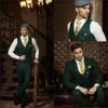 New Arrival Dark Green Groom Tuxedos Bridegroom Wear Men Business Formal Suits Prom Party Suits Customize(Jacket+Pants+Tie+Vest) NO;732