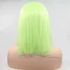 FZP Güzellik Uzun Düz Dantel Ön Peruk Sarı Yeşil Yumuşak Fiber Sentetik Isıya Dayanıklı Tam Peruk siyah kadınlar için peruk