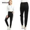 WKOUD femmes pantalons côté rayé pantalons de survêtement printemps cheville longueur lâche sarouel noir avec blanc femme tenue décontracté P8095