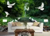 papel de parede Seamless large-scale mural 3D Custom Photo mural Wallpaper 3D stereo Inter-tree track pigeon mural living room wall decor