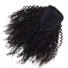 Ludzkie włosy Krótkie afro Kinky Curly Pony Tail Extension 120g High Puff Afro Ponytails Sznurek Ponytail (Black-1B)