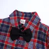 Hot Sale Plaid Shirts Barn Kid Boys Tjej Långärmad Knappar Focken Toppar Skjorta Slå ner Krage Blus Casual