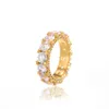 NEW Zirconia Cuban 1Row Circle Ring Micro Pave CZ Copper Jewelry Gold And Silver Tennis Rings5779996