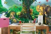 Papel de Paredeのシームレスな大規模な壁画3Dカスタム写真壁画壁紙日光明媚な緑の森の動物の世界の子供部屋の背景