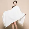 Vinter New White 100% Soft Women's New Lengthen Tippet Fashion Fine Tassels Cashmere Pashima Long Shawl Scarfs Wrap Warm 120510 S18101904