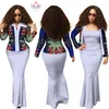 2019 Vestidos africanos Verão para as mulheres dashiki 2 Piece Vestido Top Curto vestido longo Suits Plus Size Vestuário tradicional WY1313